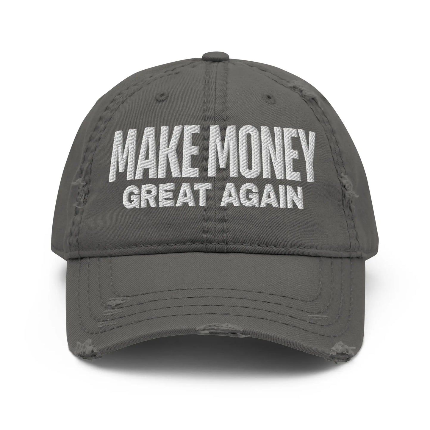 bitcoin hat - make money great again embroidery - front view - grey
