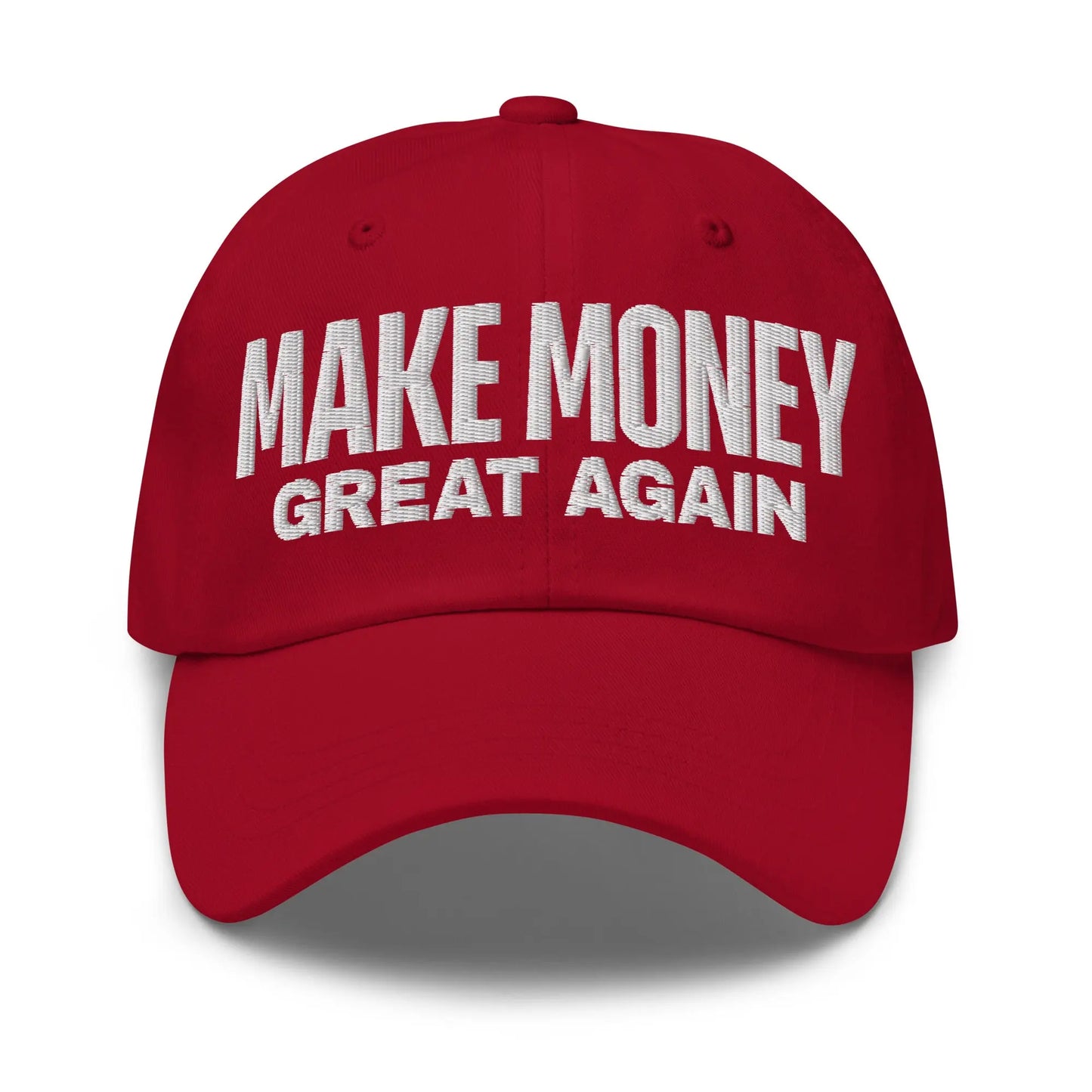 itcoin hat - make money great again - white embroidery front - red