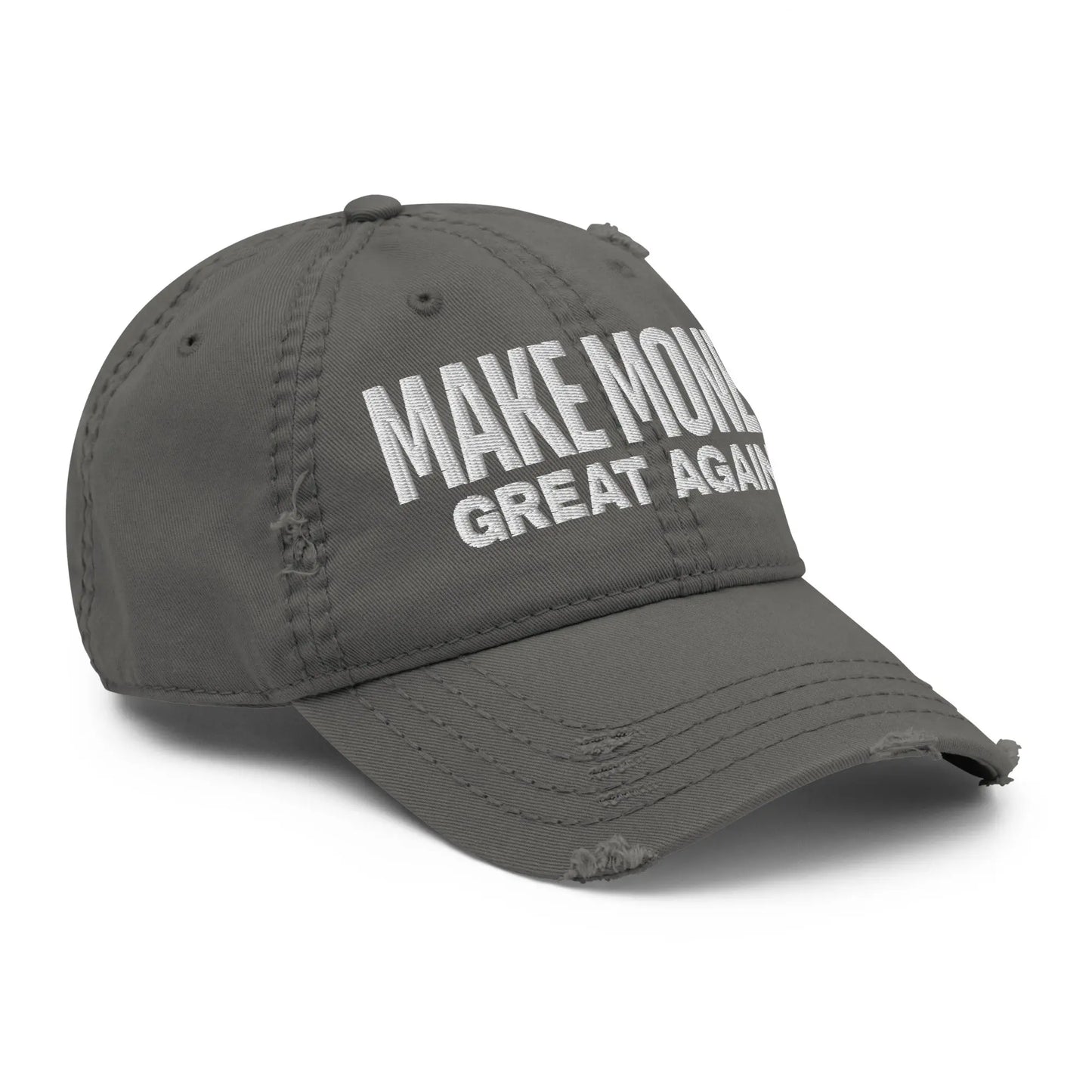 bitcoin hat - make money great again stitching detail - grey