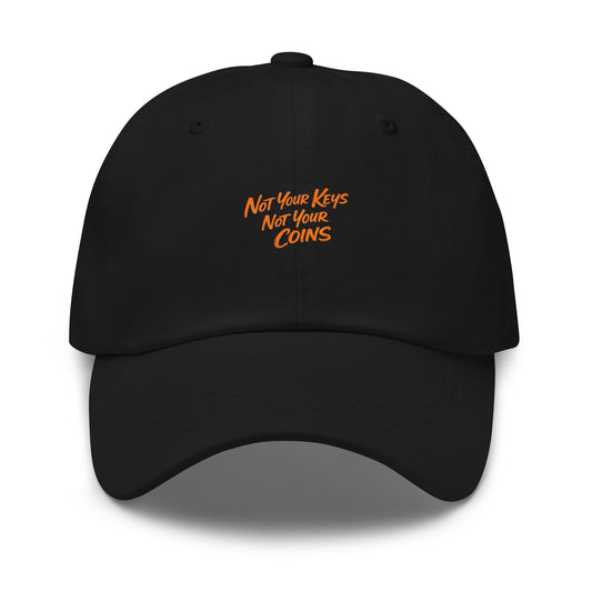 bitcoin hat - not your keys - front view - black