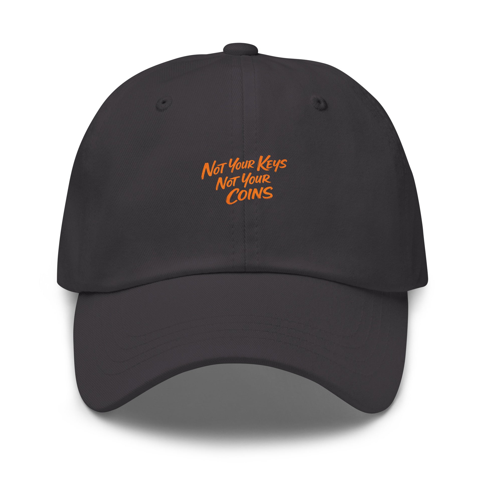 bitcoin hat - not your keys - front view - grey