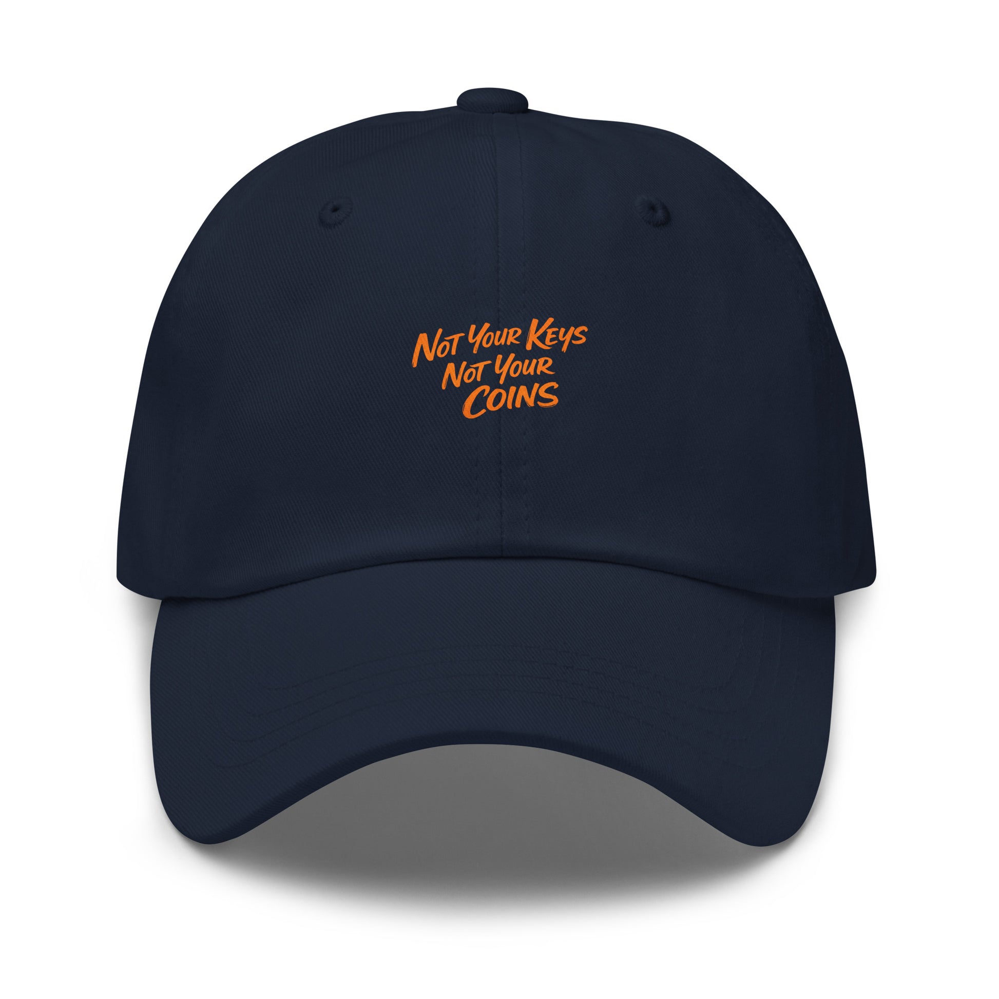 bitcoin hat - not your keys - front view - navy