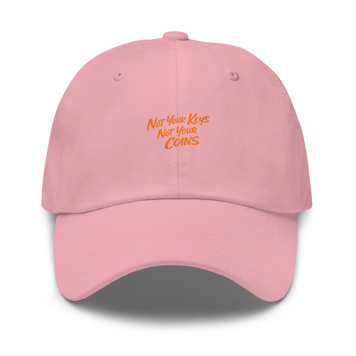 bitcoin hat - not your keys - front view - pink