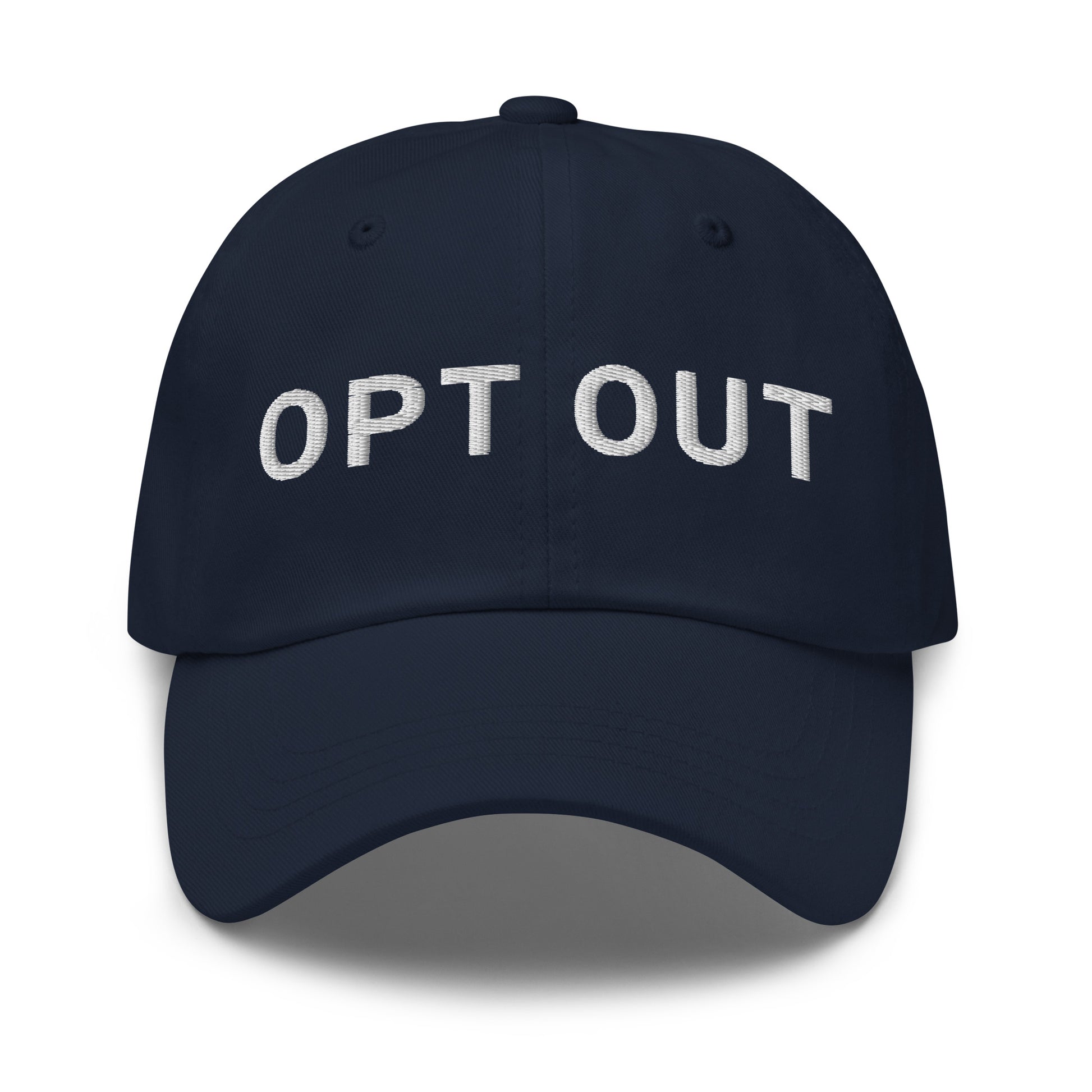 bitcoin hat - opt out - front view - navy blue