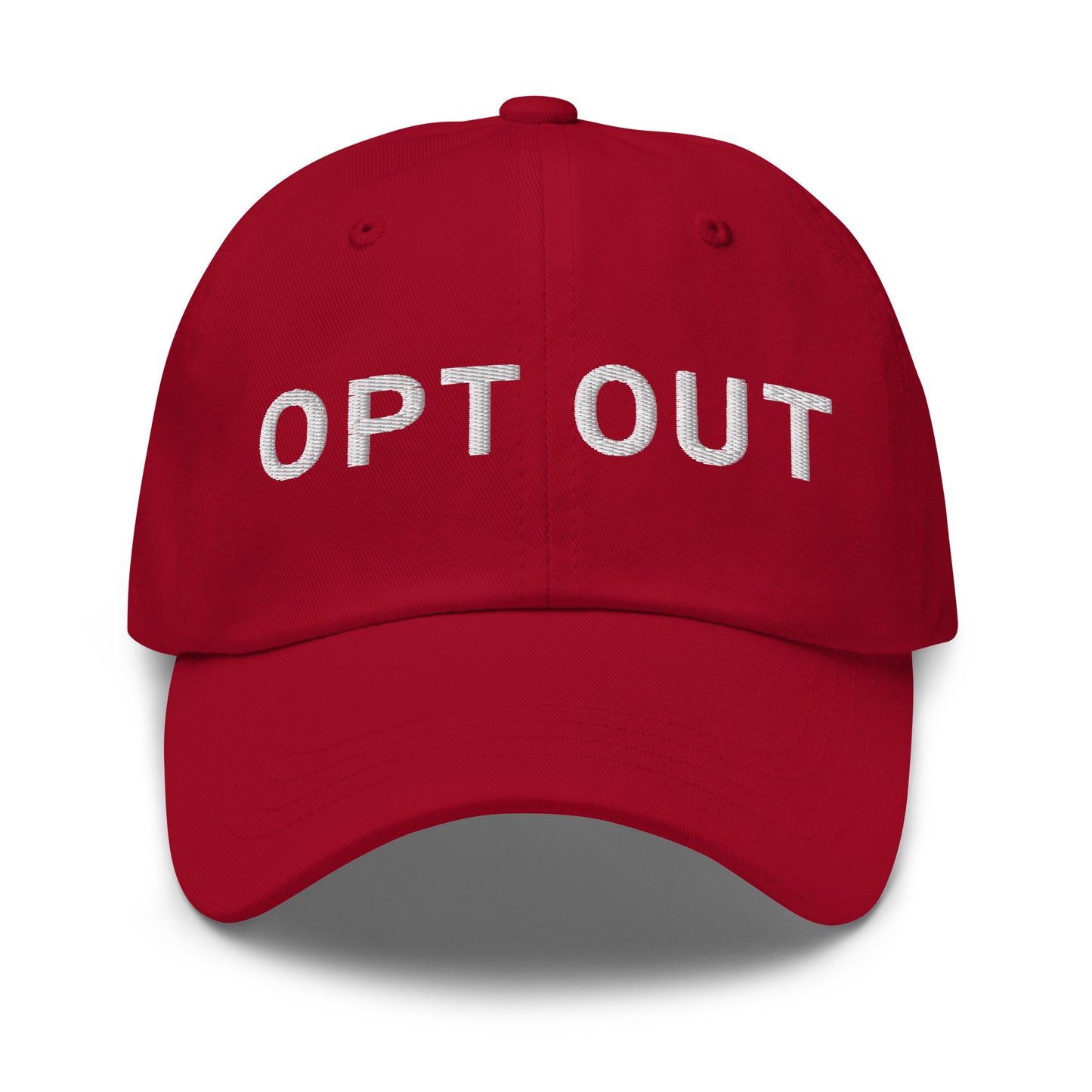 bitcoin hat - opt out - front view - red