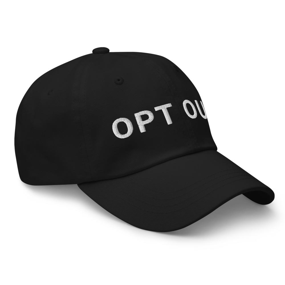 bitcoin hat - opt out - side view - black