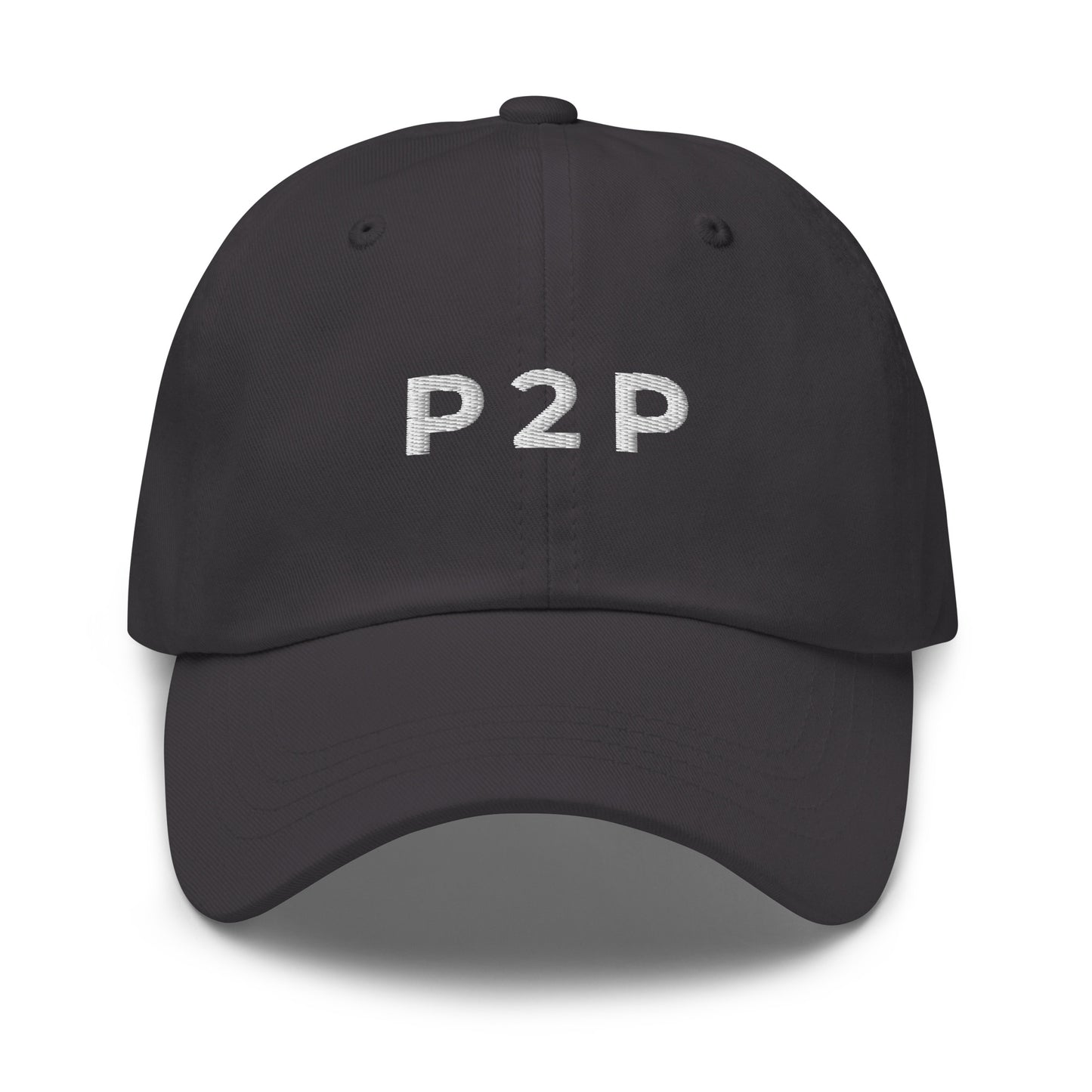 bitcoin hat - p2p - front view - grey