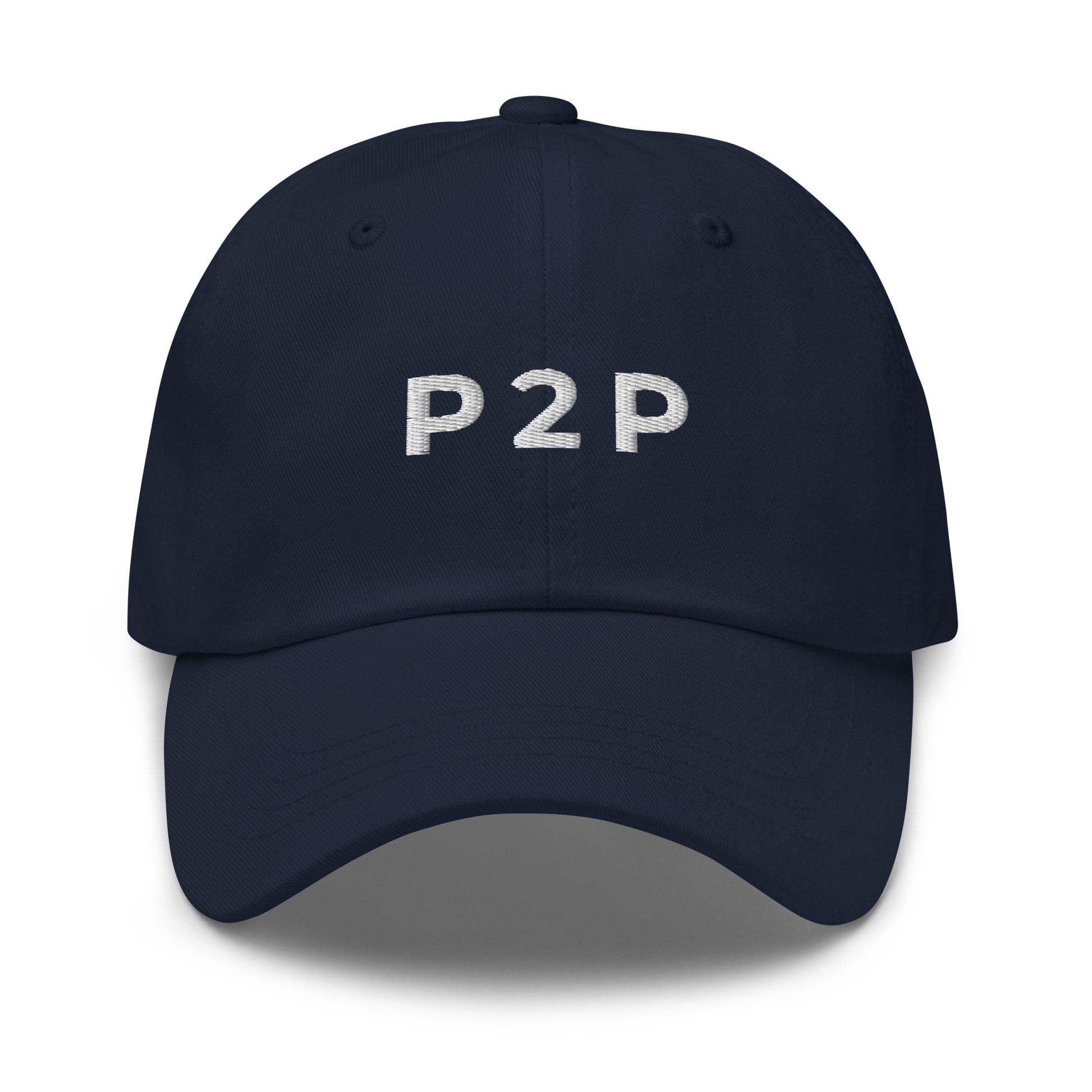 bitcoin hat - p2p - front view - navy