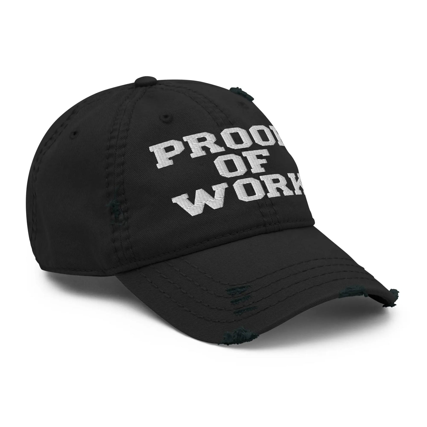 bitcoin hat - proof of work embroidery close-up - black