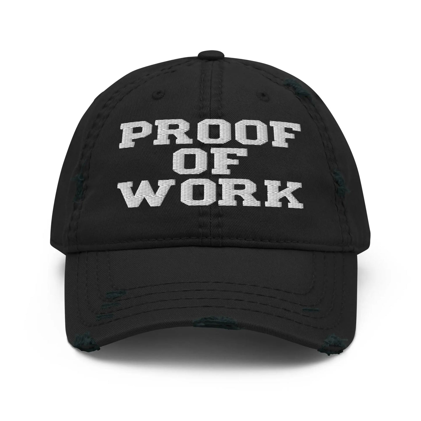bitcoin hat - proof of work embroidery - front view - black