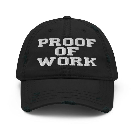 bitcoin hat - proof of work embroidery - front view - black