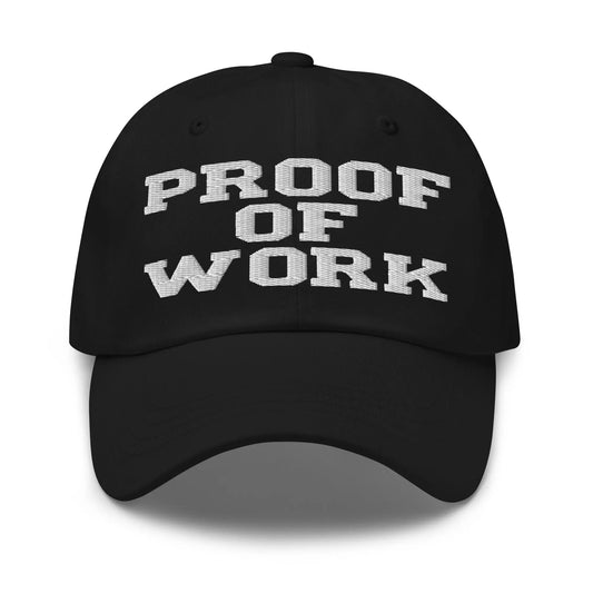 bitcoin hat - proof of work - front view - black