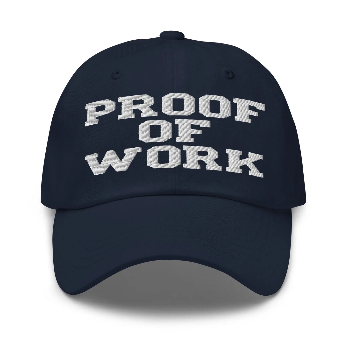 bitcoin hat - proof of work - front view - navy