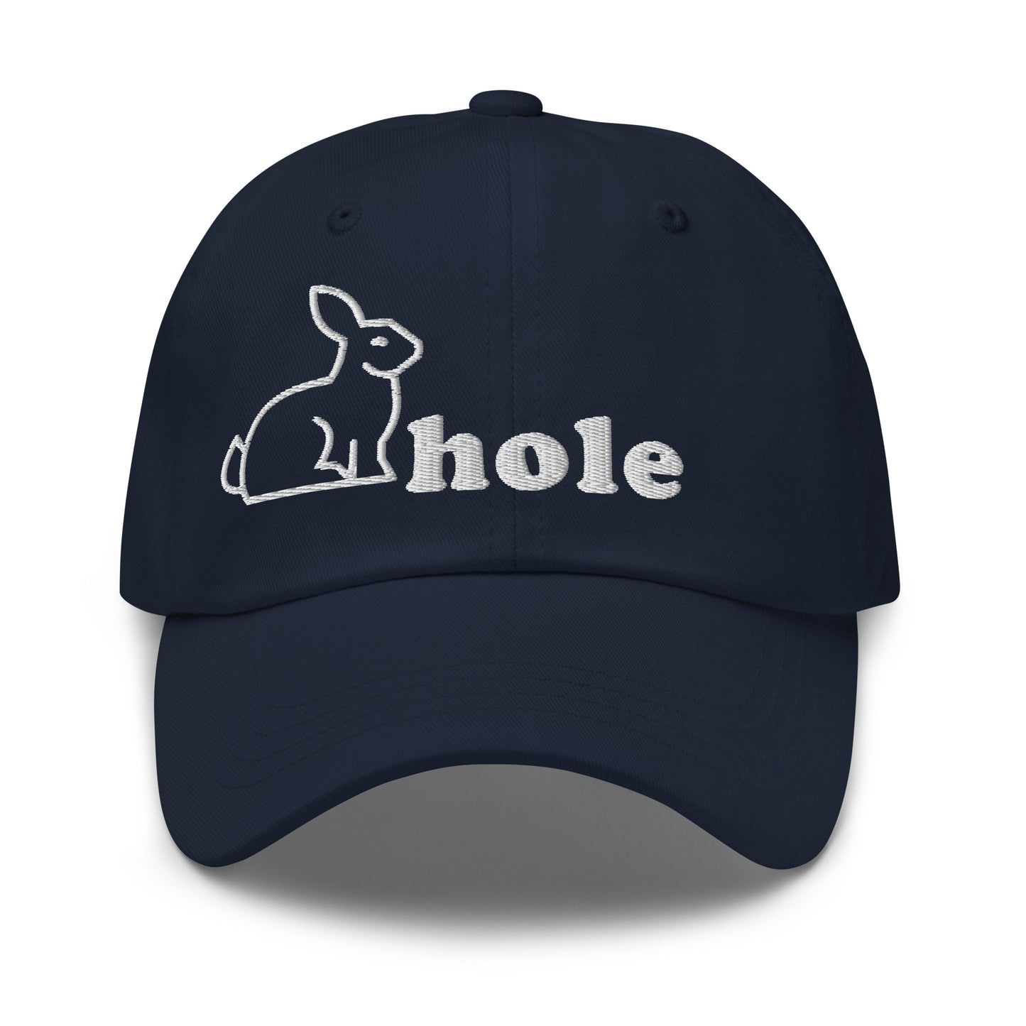 bitcoin hat - rabbit hole - front view - navy blue