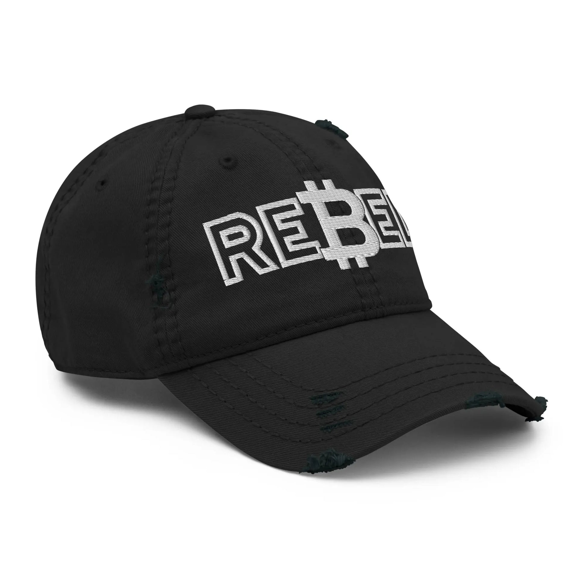 bitcoin hat - rebel embroidery close-up - black