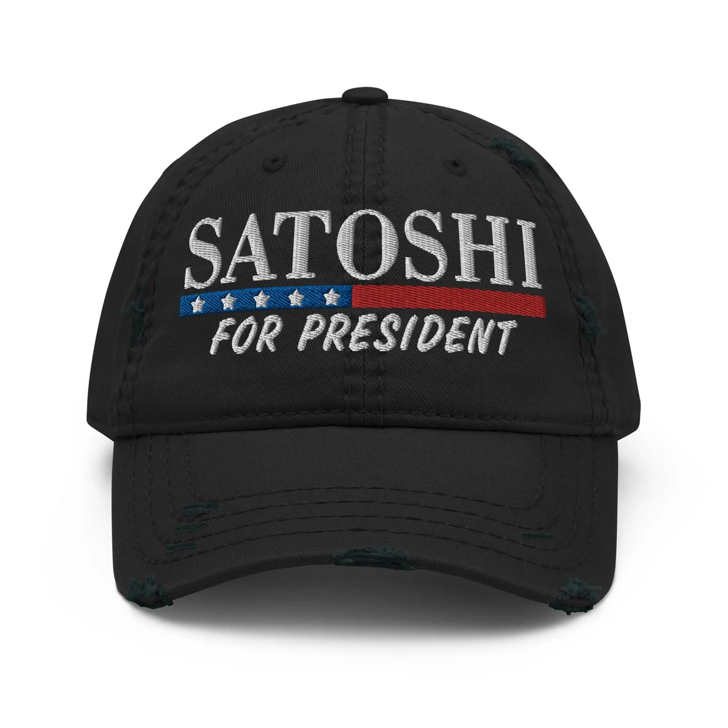 bitcoin hat - satoshi for president embroidery - front view - black