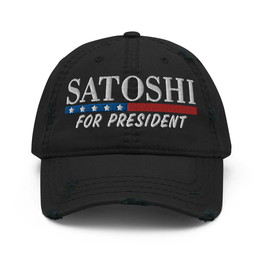 bitcoin hat - satoshi for president embroidery - front view - black
