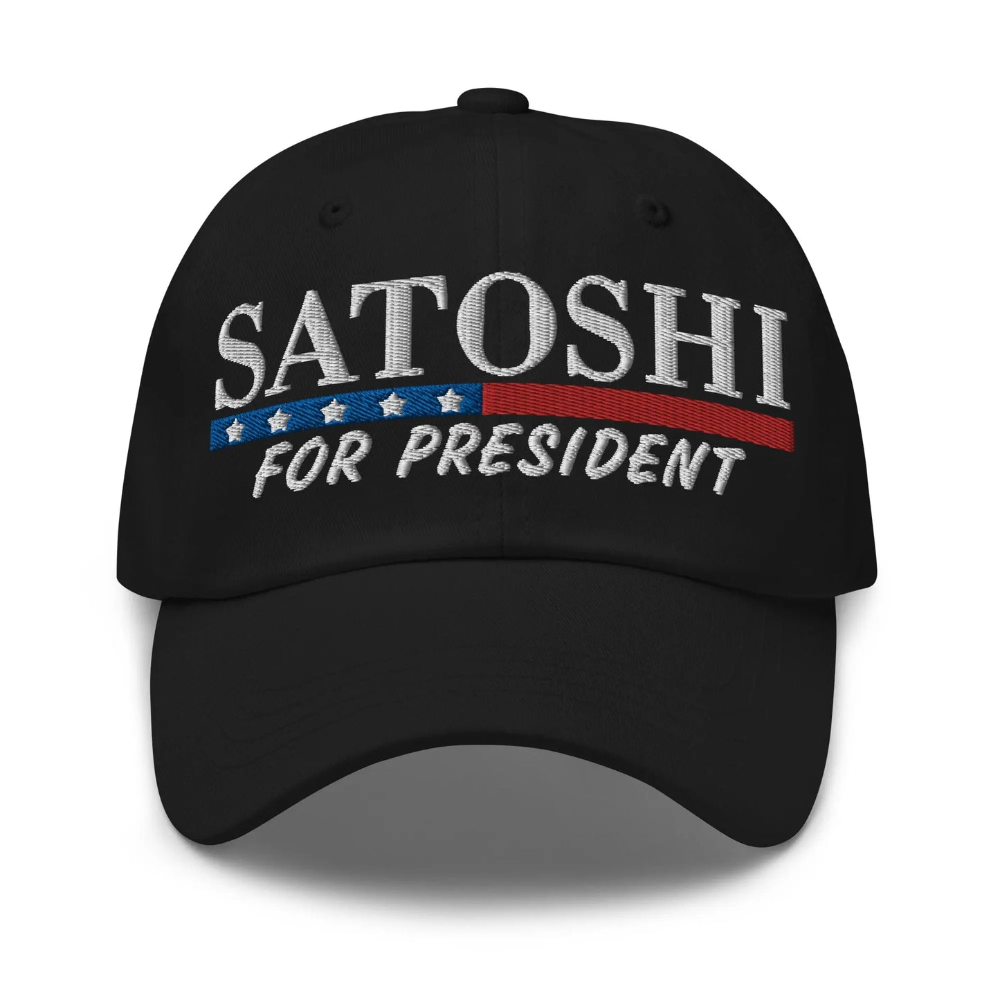 bitcoin hat - satoshi for president - front view - black