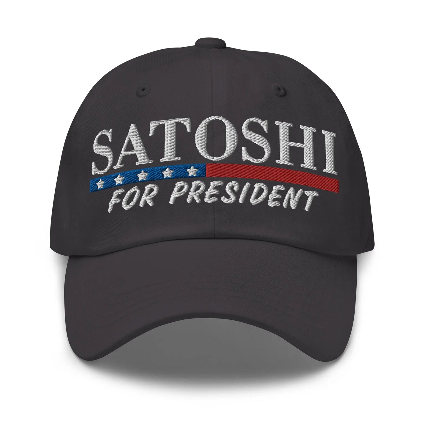bitcoin hat - satoshi for president - front view - grey
