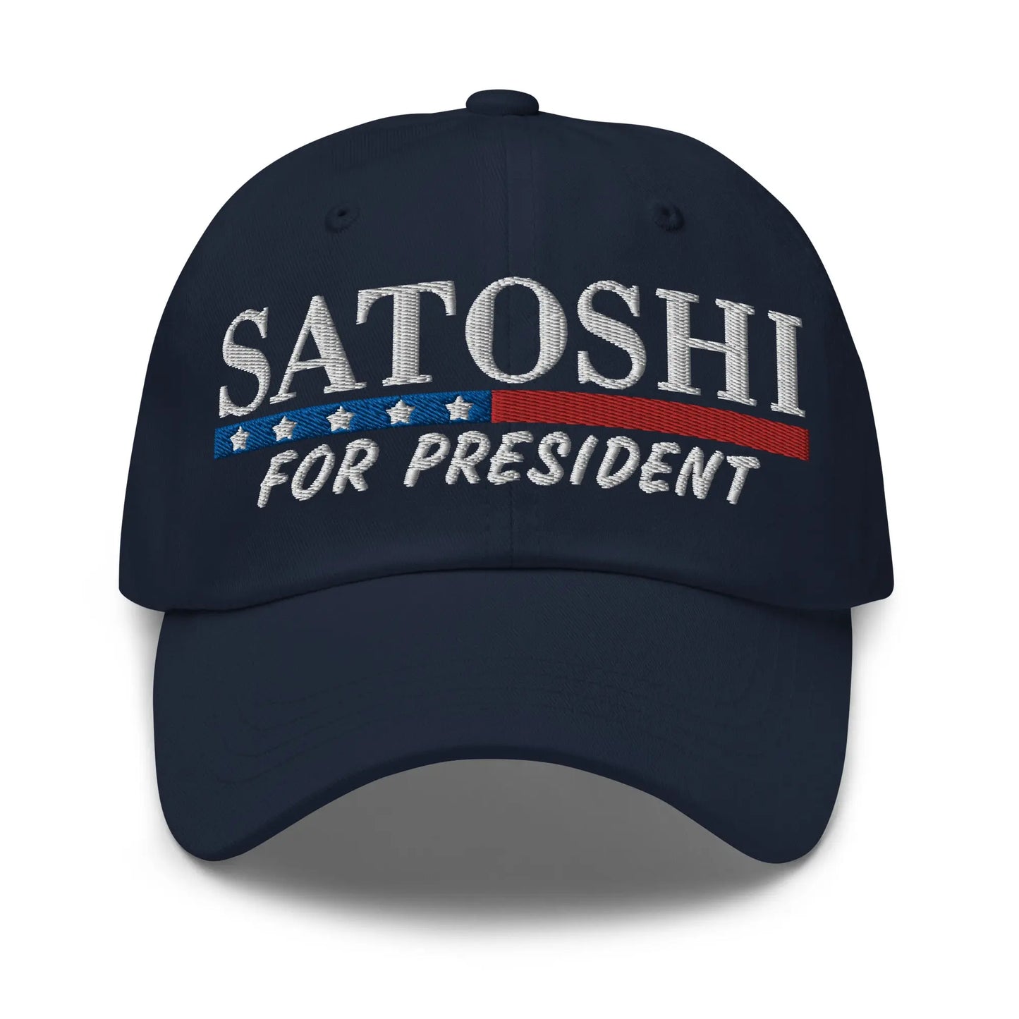 bitcoin hat - satoshi for president - front view - navy