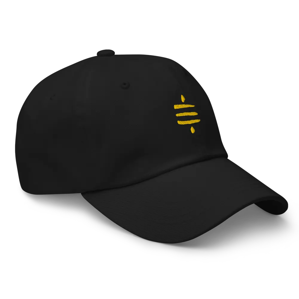 bitcoin hat - sats - angled gold embroidery - black