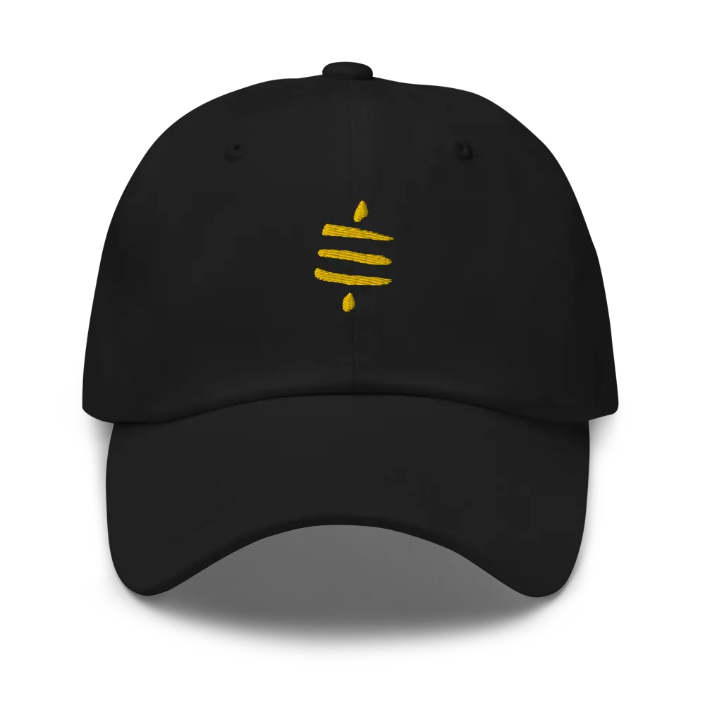 bitcoin hat - sats - gold embroidery front - black