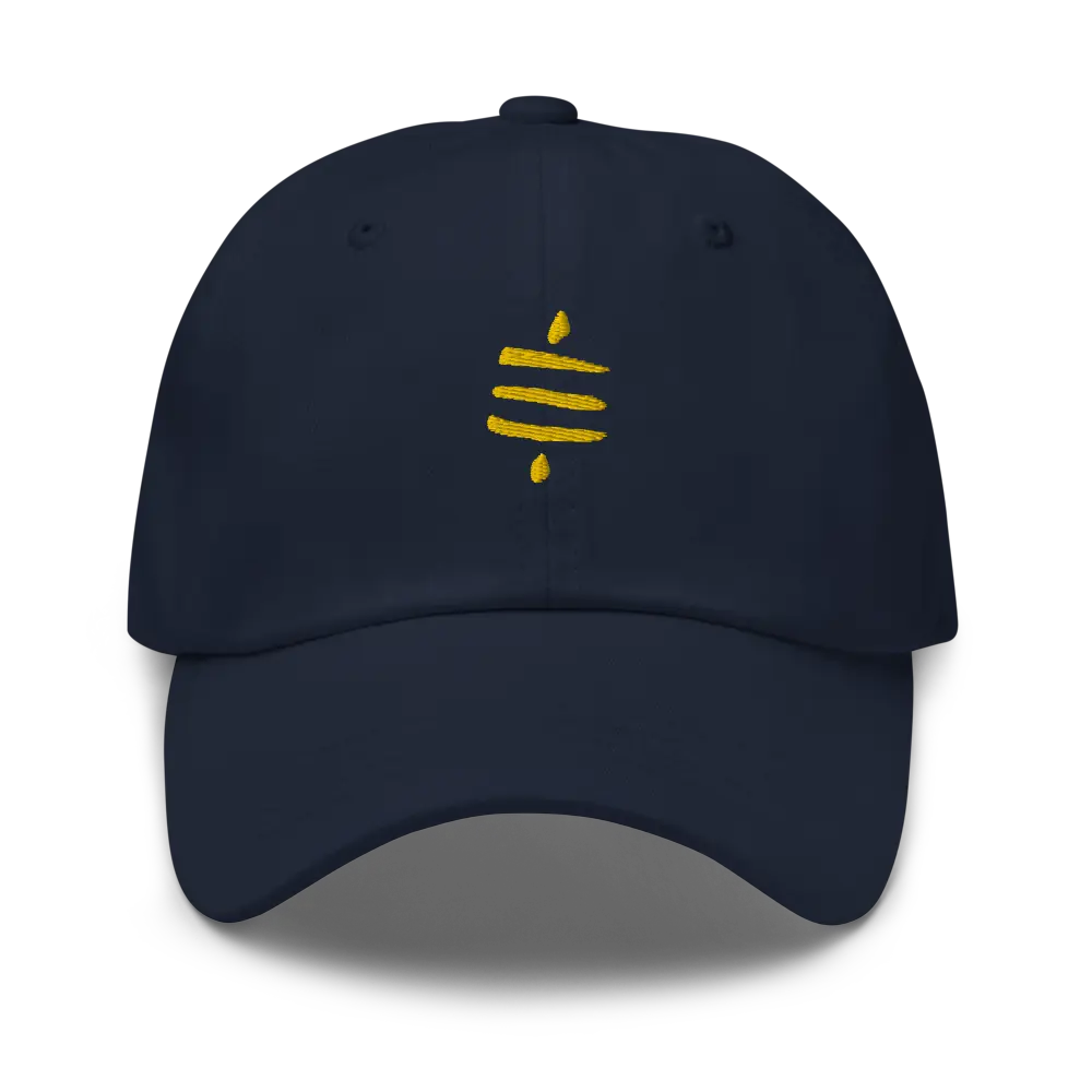 bitcoin hat - sats - gold embroidery front - navy