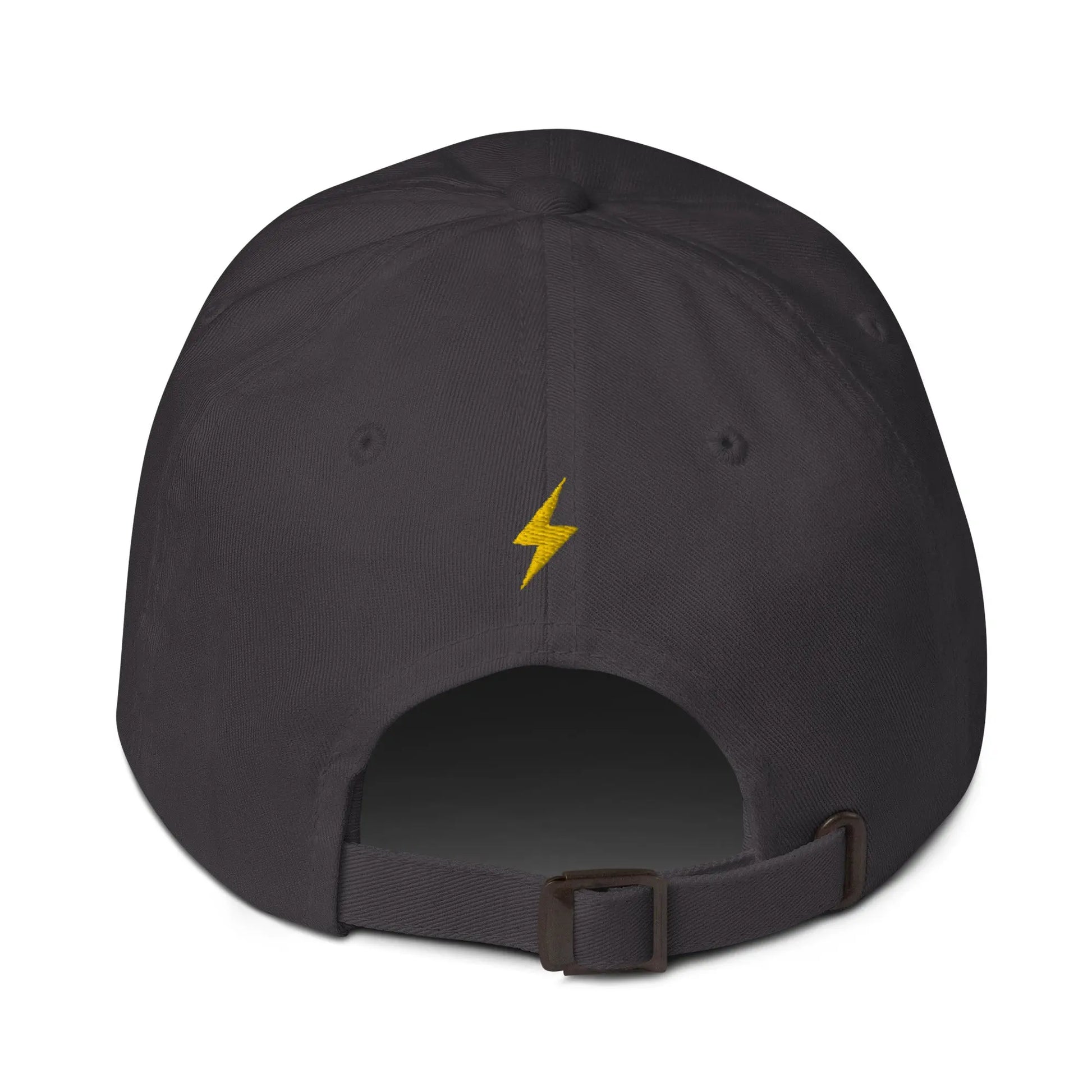 bitcoin hat - sats front lightning back - back view - grey
