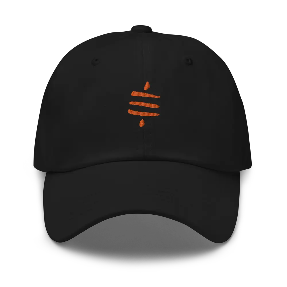 bitcoin hat - sats - orange embroidery front - black