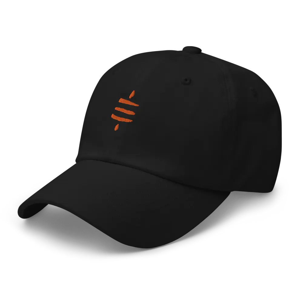 bitcoin hat - sats - orange embroidery side - black
