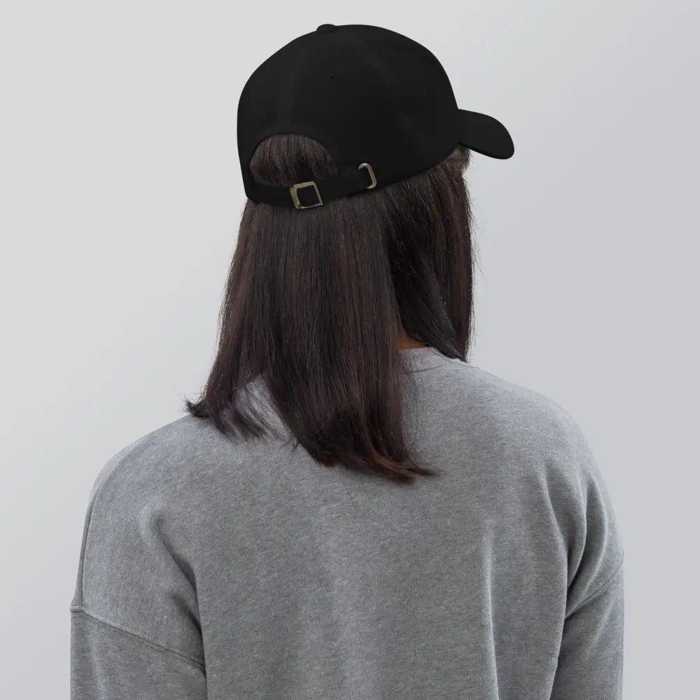 bitcoin hat - sats - adjustable strap rear view on model - black