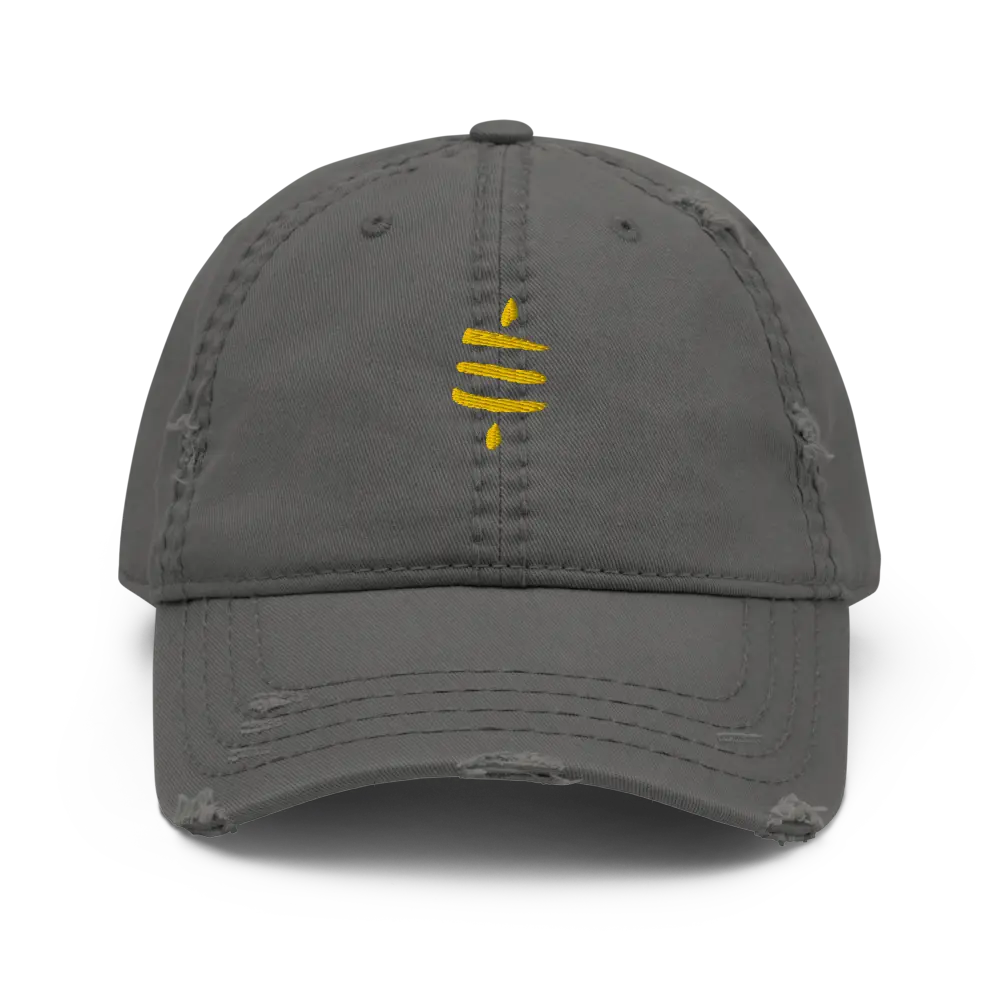 bitcoin hat - sats symbol front gold embroidery - grey