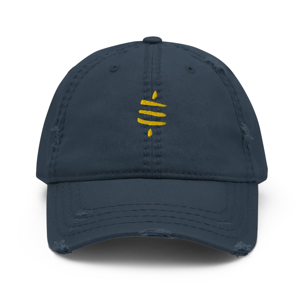 bitcoin hat - sats symbol front gold embroidery - navy