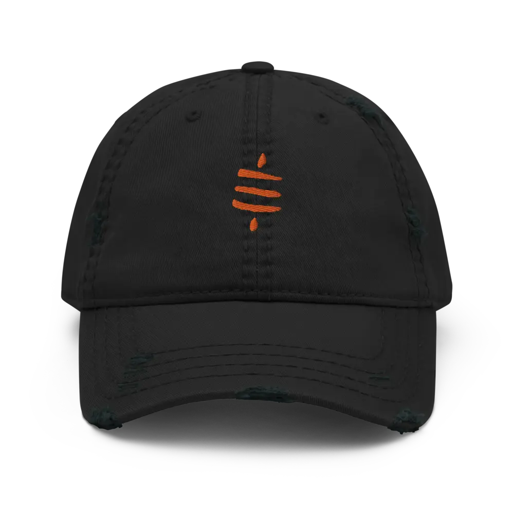 bitcoin hat - sats symbol front orange embroidery - black