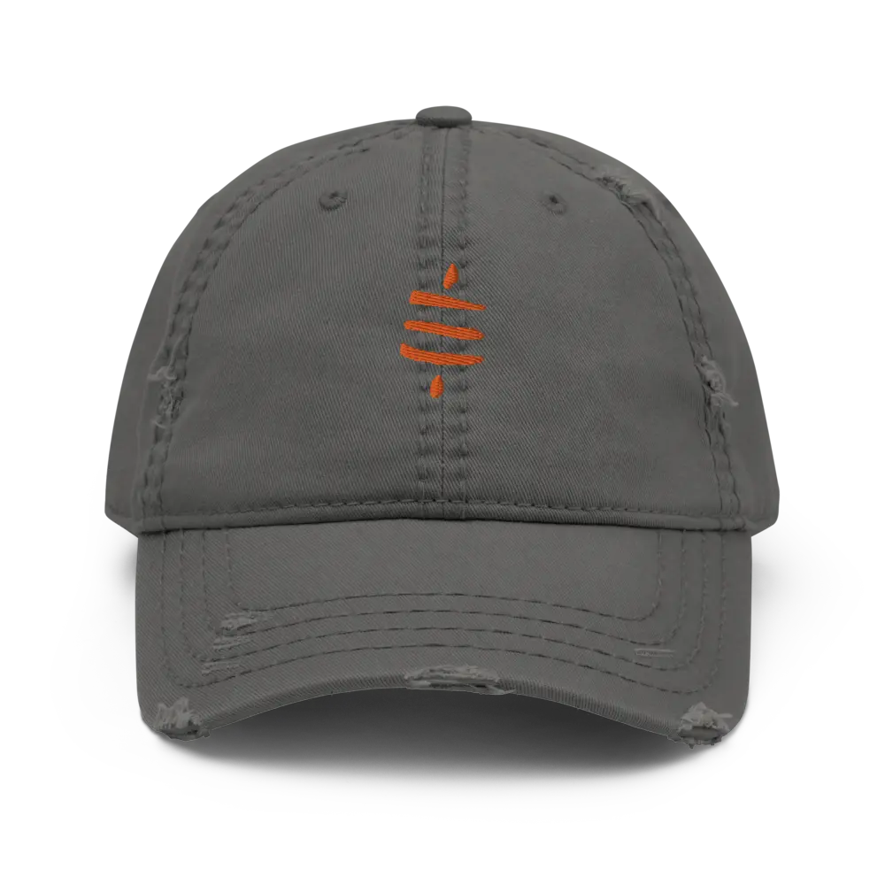 bitcoin hat - sats symbol front orange embroidery - grey