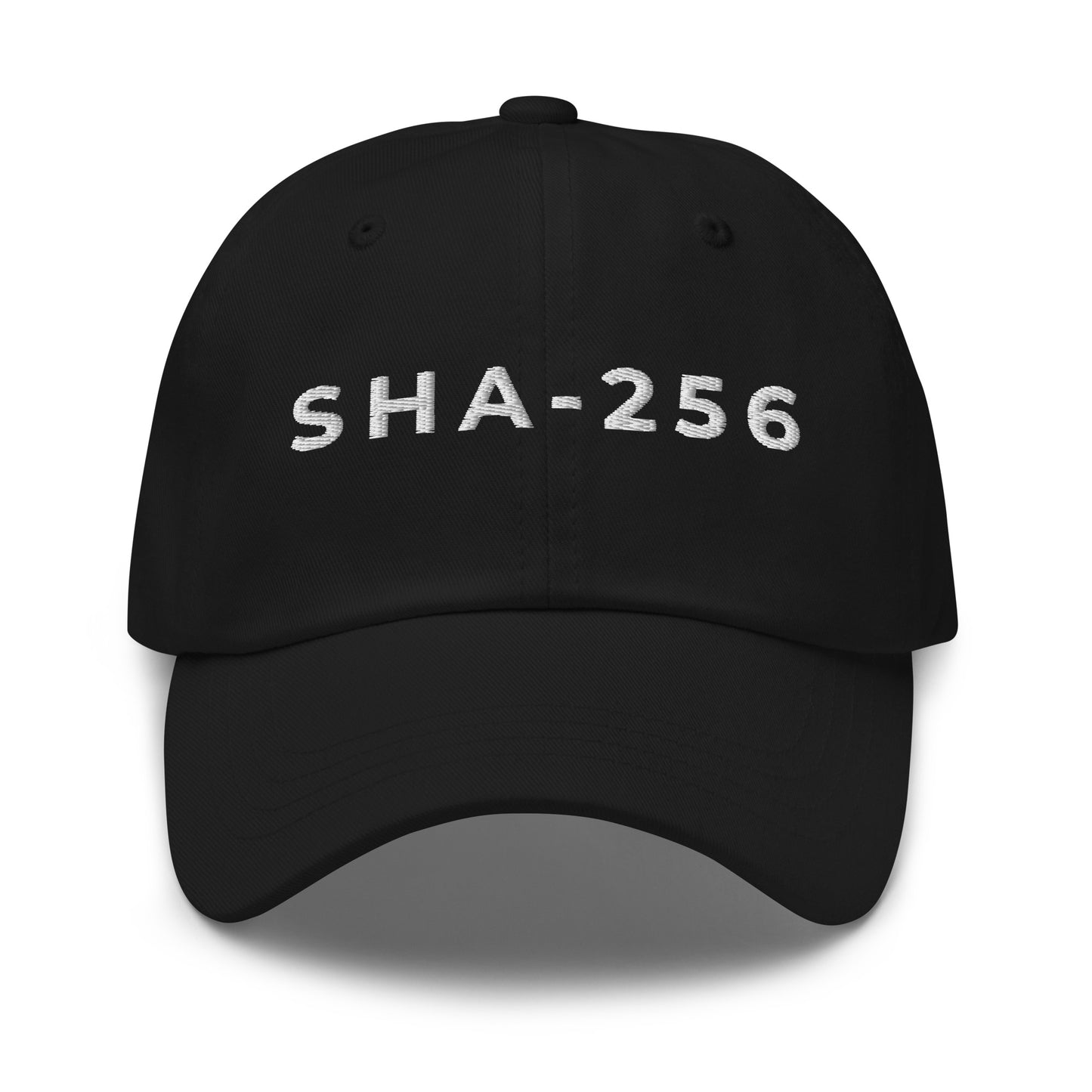 bitcoin hat - sha-256 - front view - black
