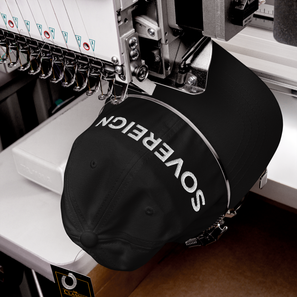 bitcoin hat - sovereign - close-up embroidery - black