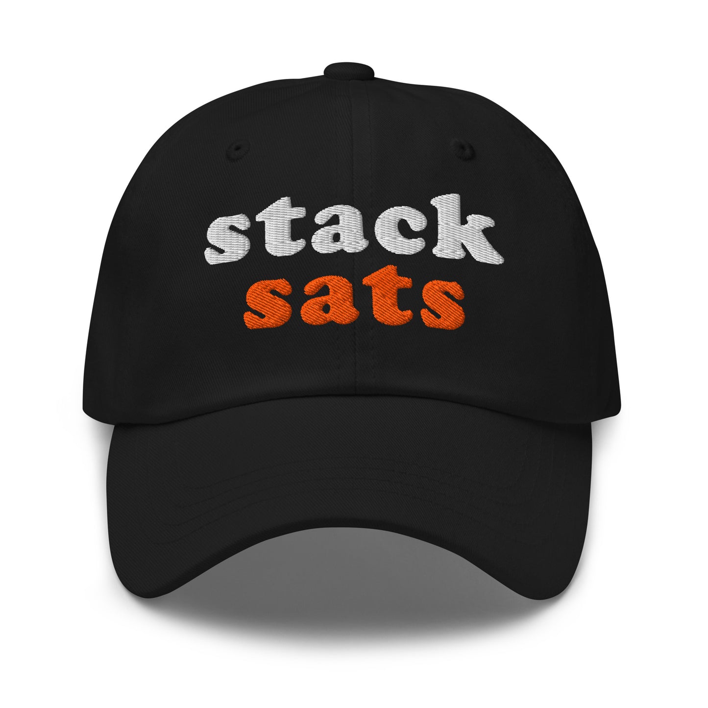 bitcoin hat - stack sats - front view - black