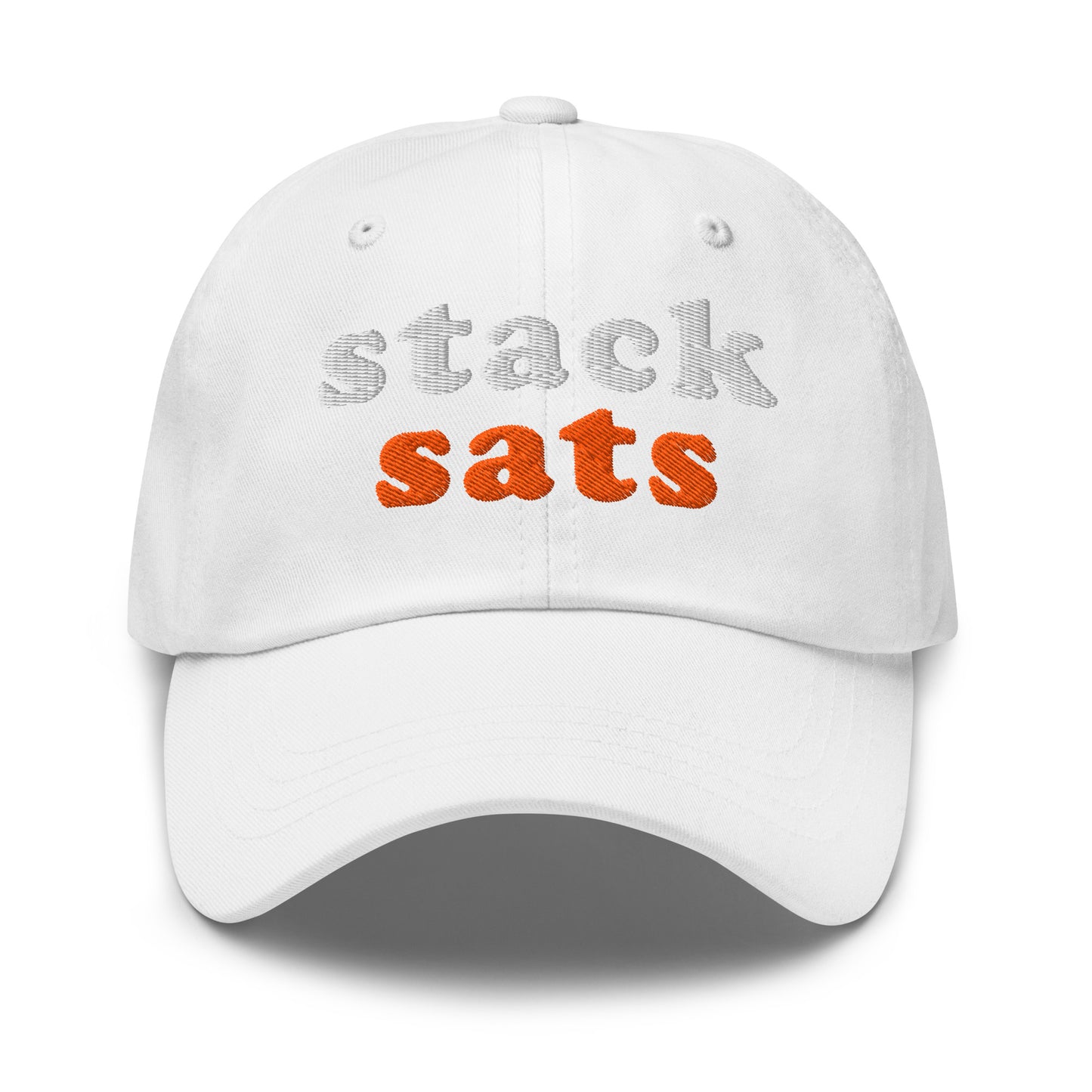 bitcoin hat - stack sats - front view - white