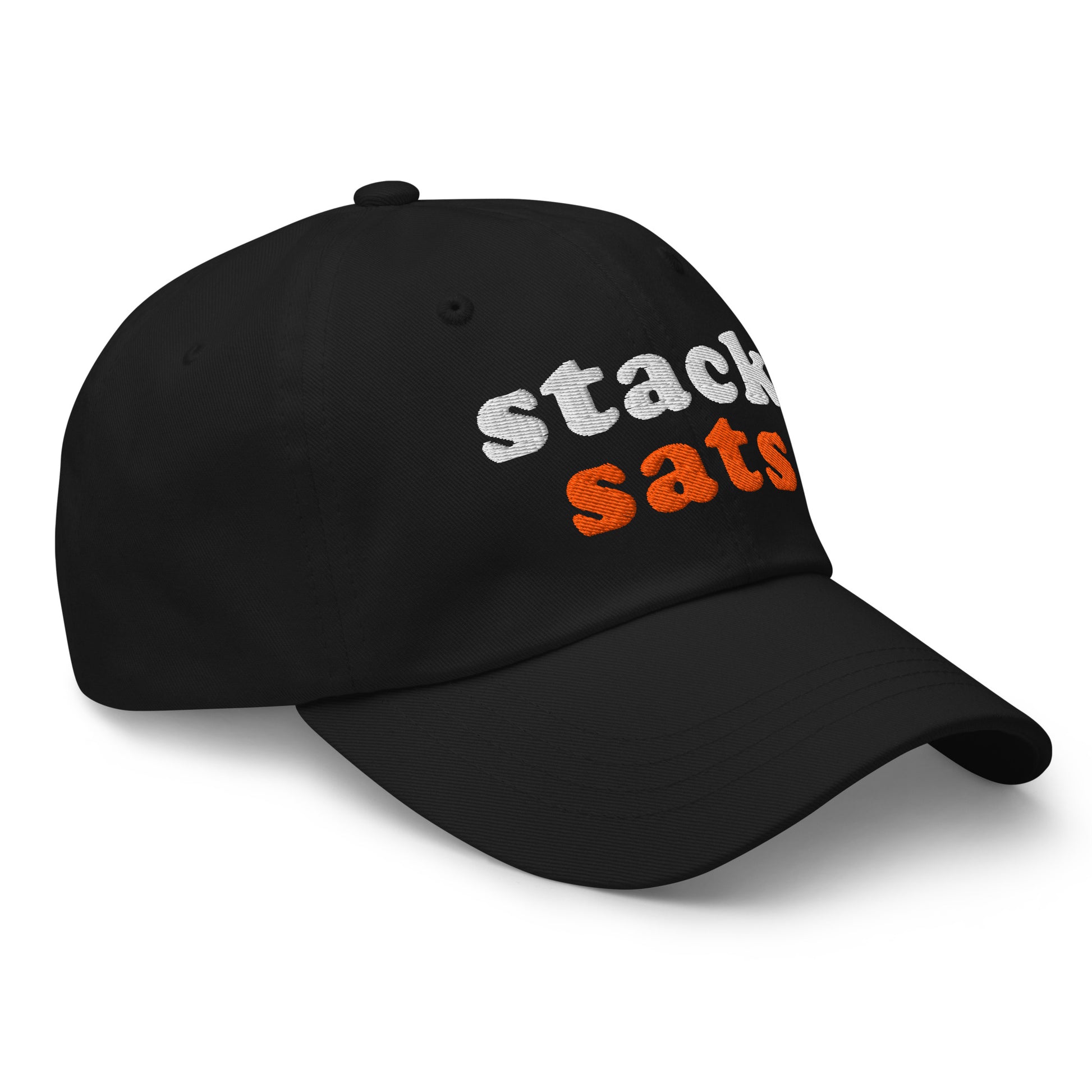 bitcoin hat - stack sats - left side view - black