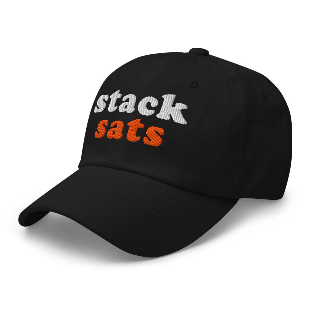 bitcoin hat - stack sats - right side view - black