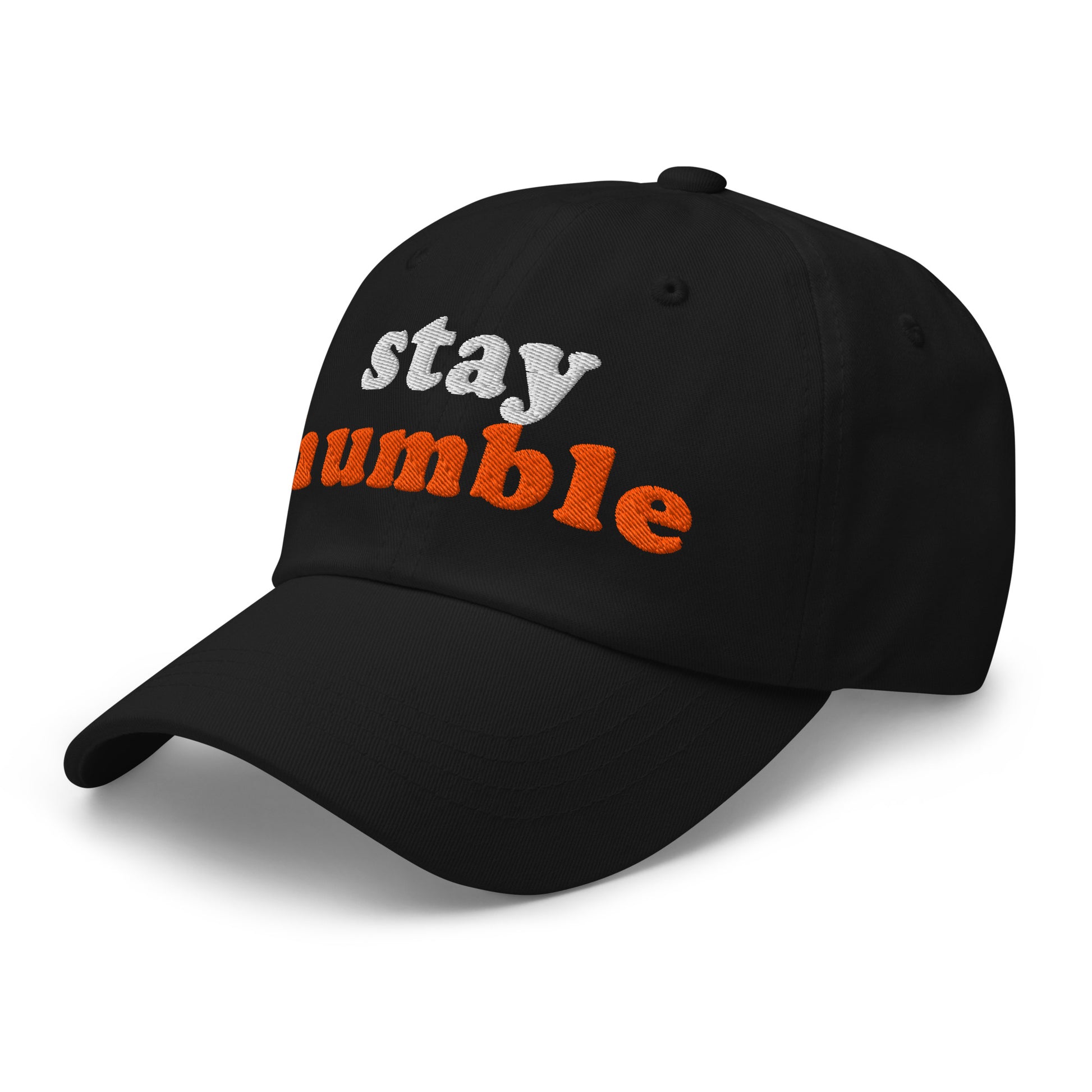 bitcoin hat - stay humble - angled view