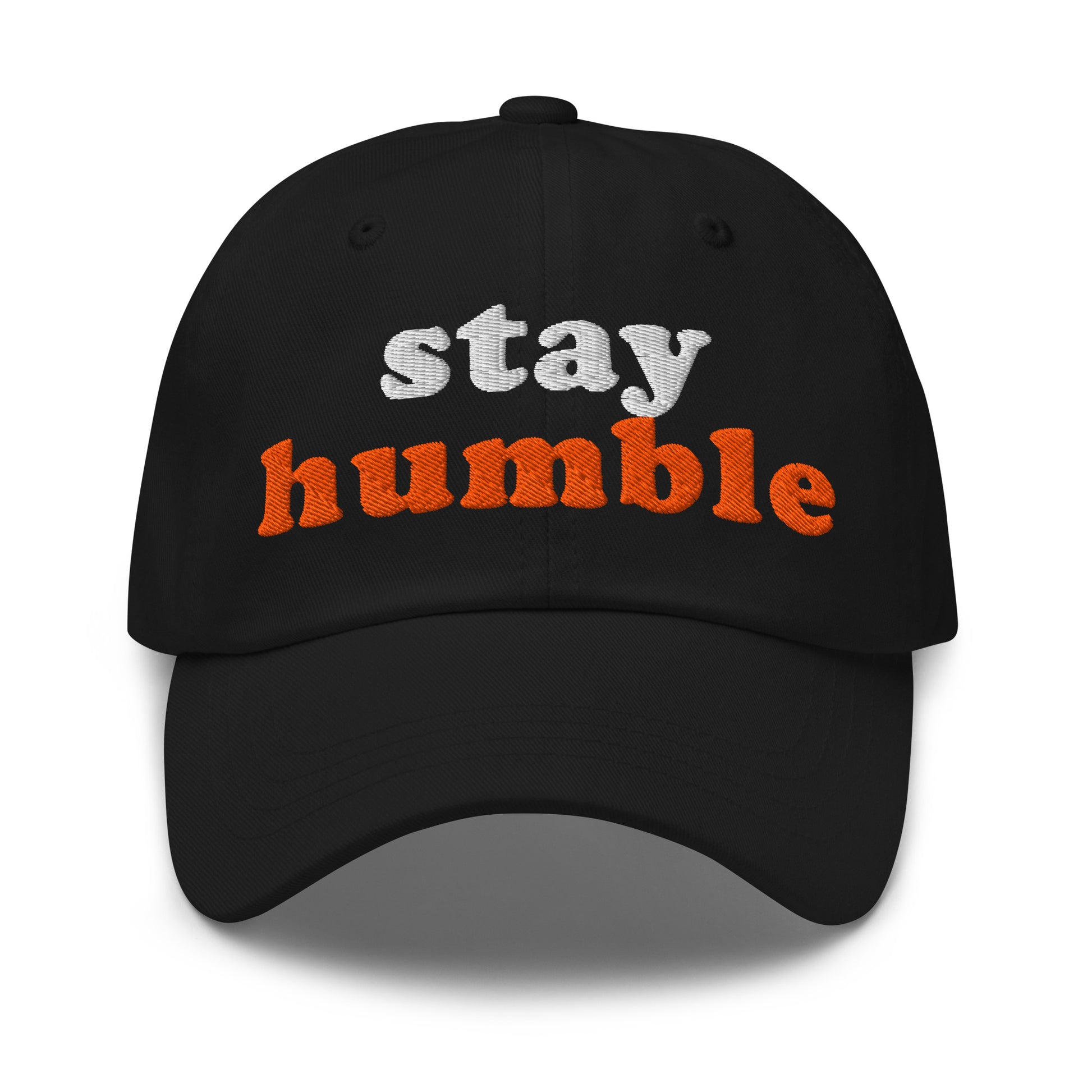 bitcoin hat - stay humble - front view - black