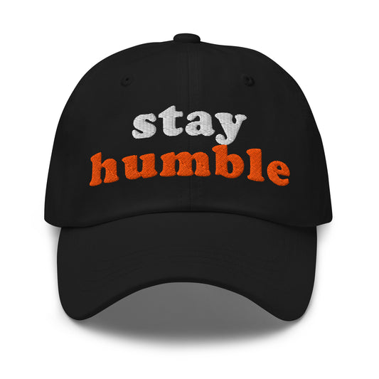 bitcoin hat - stay humble - front view - black