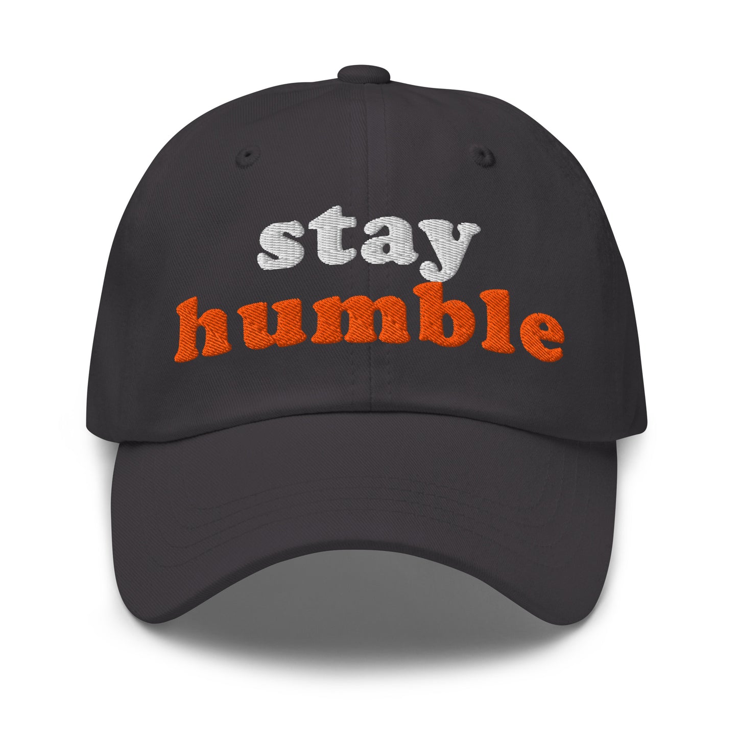 bitcoin hat - stay humble - front view - grey