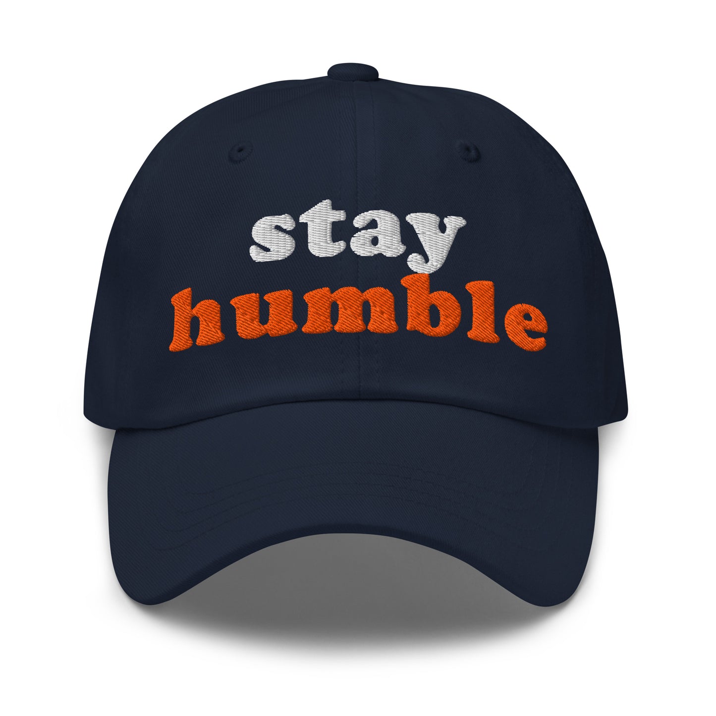 bitcoin hat - stay humble - front view - navy