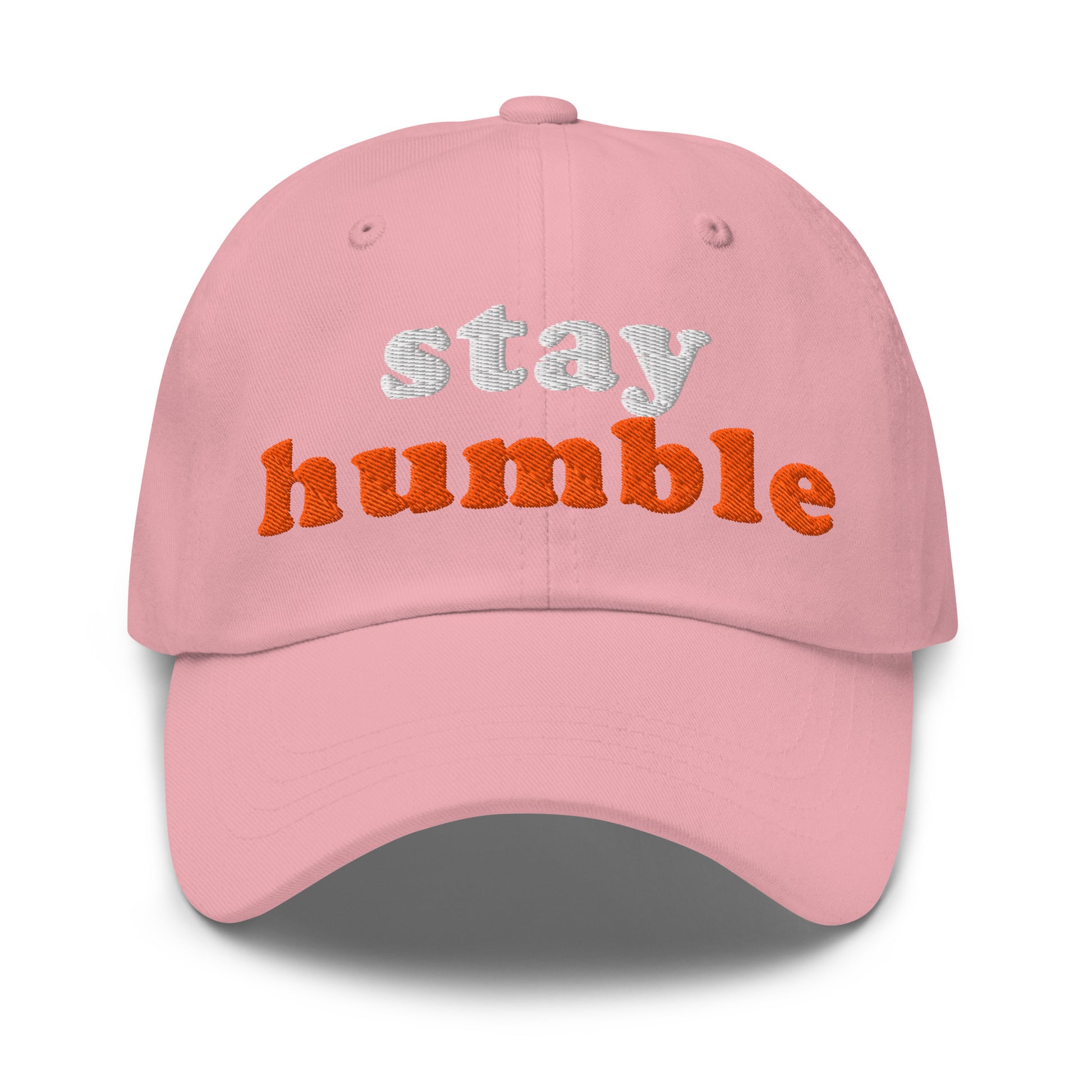 bitcoin hat - stay humble - front view - pink