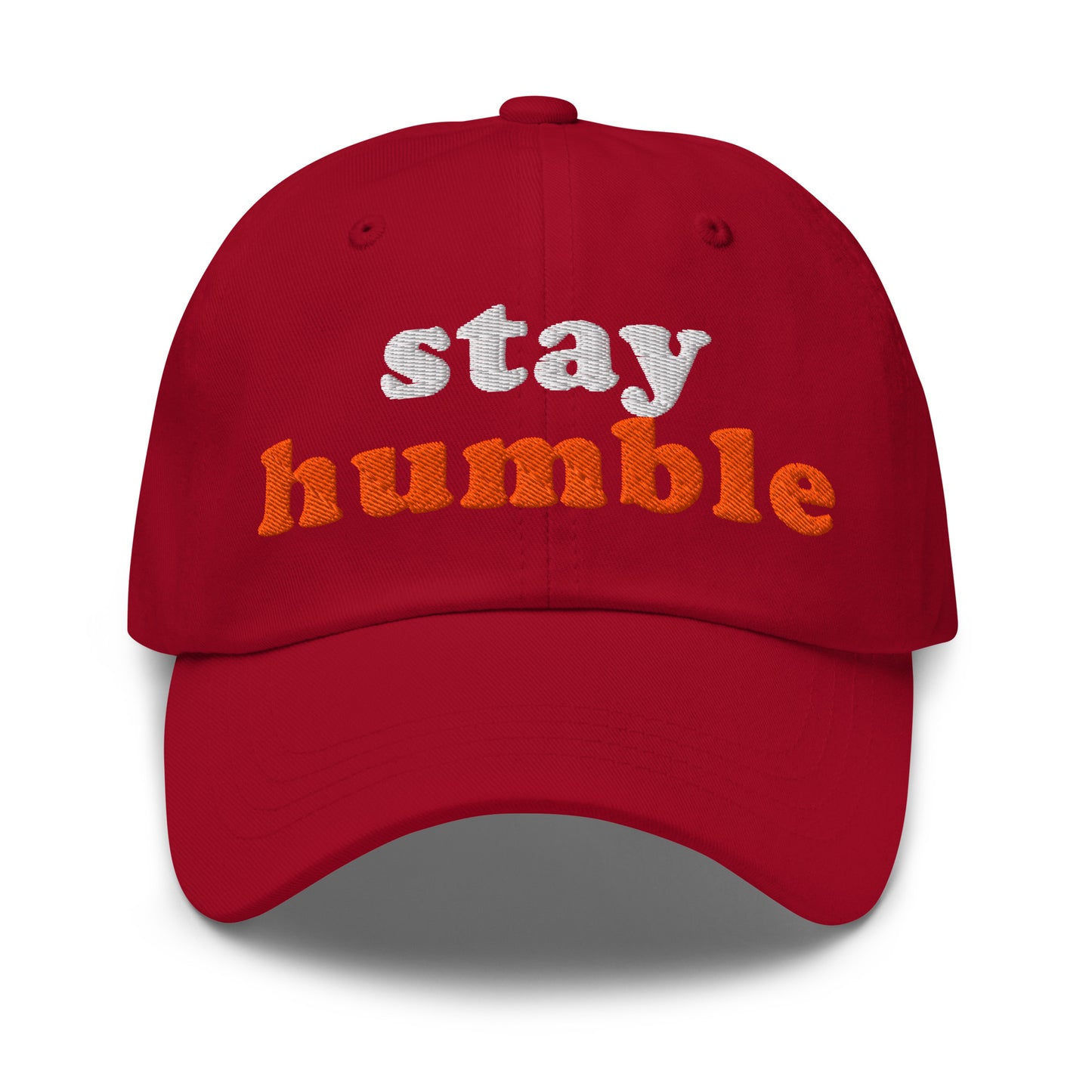 bitcoin hat - stay humble - front view - red