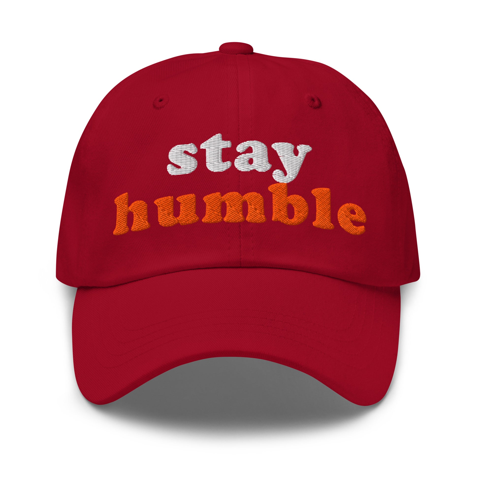 bitcoin hat - stay humble - front view - red