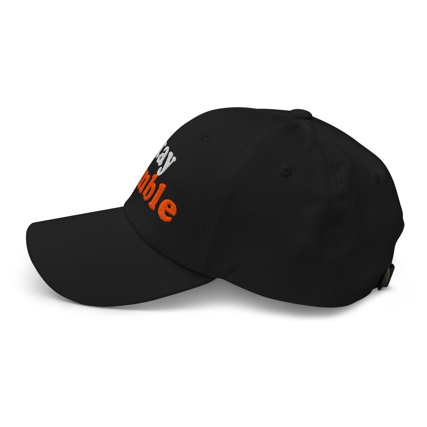 bitcoin hat - stay humble - side view - black